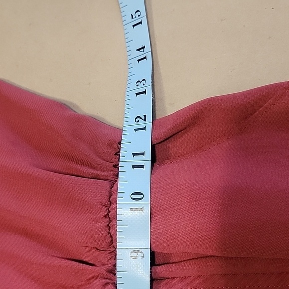 Kaitlyn Size S Burgundy Sleeveless Elastic Waist Deep V-Neck Dress - Picture 10 of 16